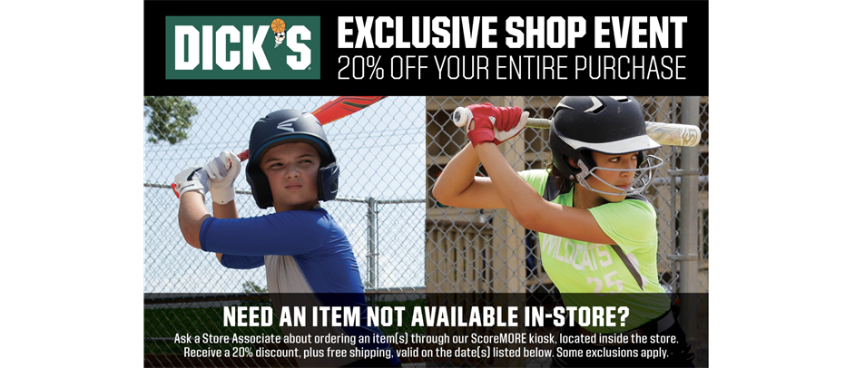 Dick's Sporting Goods 20% Off 3/28 - 3/31